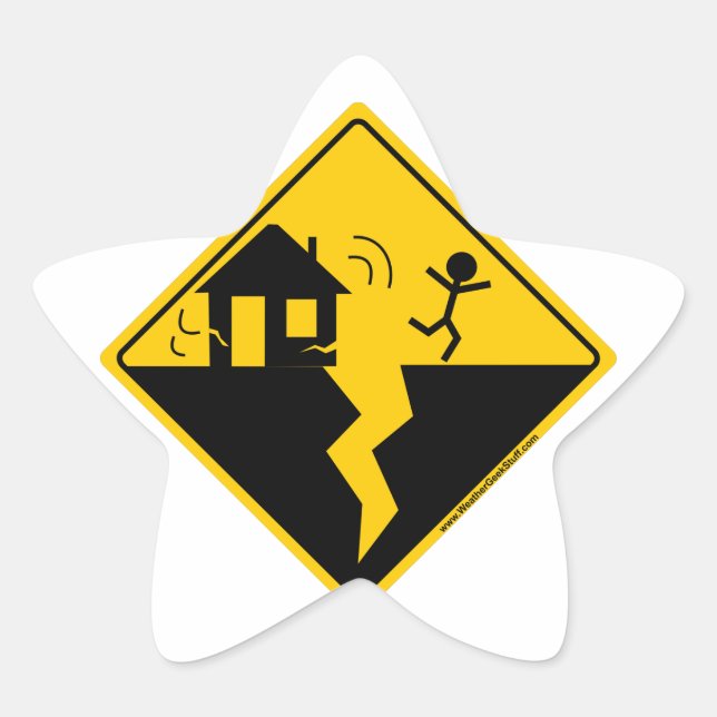 Sticker Étoile Marchandises et vêtements d'avertissement de séism (Devant)