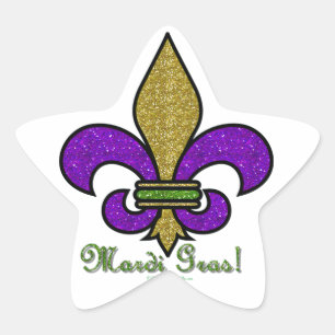 Sticker Étoile Mardi Gras Coloré Fleur De Lis