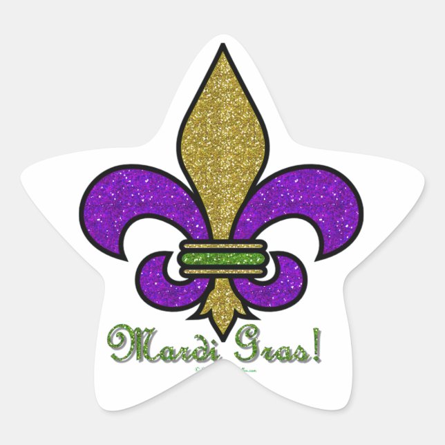 Sticker Étoile Mardi Gras Fleur De Lis Coloré (Devant)