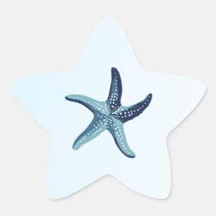 Sticker Étoile Mariage étoile de mer aquarelle bleu Romance Côtiè