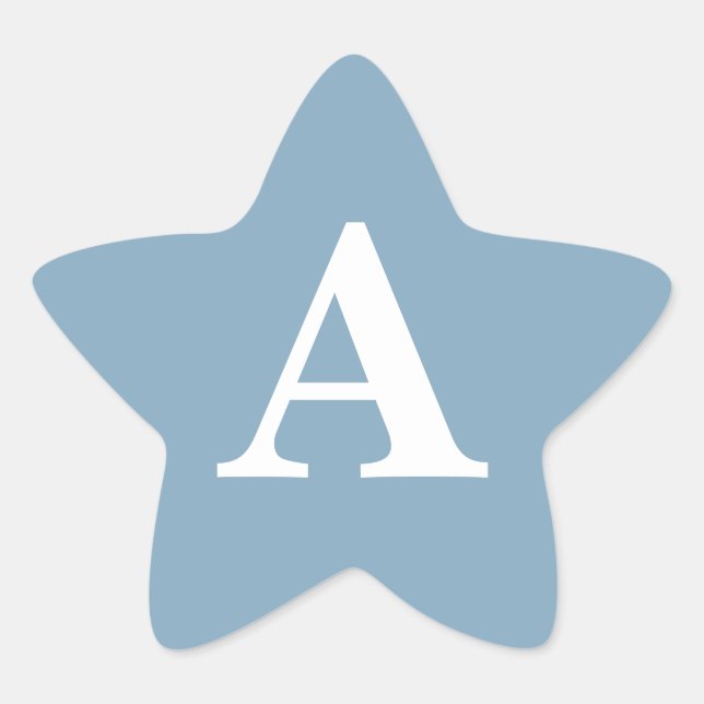 Sticker Étoile Mariage Simple Blanc Bleu Poussiéreux Monogrammes  (Devant)