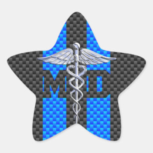Sticker Étoile Médecin Médicale MD Caduceus Fibres de carbone ray