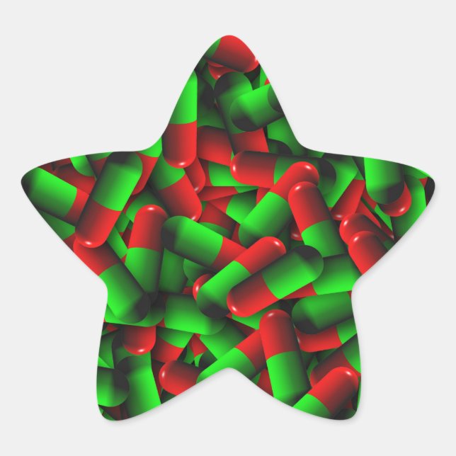 Sticker Étoile médicaments pour pilules rouges (Devant)