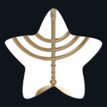 Sticker Étoile menorah or<br><div class="desc">Menora,  channukah,  or métallique,  hannukah,  hébreu,  fêtes,  juif,  juif,  judaïsme,  menorah,  chanouka,  hannuka,  channuka,  christmukah,  christmukah,  judaïa rabbin</div>