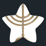 Sticker Étoile menorah or<br><div class="desc">Menora,  channukah,  or métallique,  hannukah,  hébreu,  fêtes,  juif,  juif,  judaïsme,  menorah,  chanouka,  hannuka,  channuka,  christmukah,  christmukah,  judaïa rabbin</div>