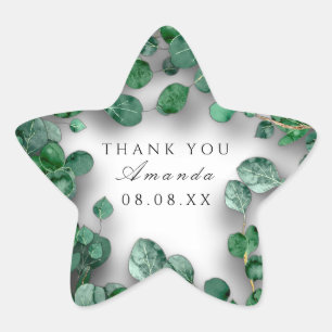 Sticker Étoile Merci White Grey Green Eucalyptus Woodland Favoris