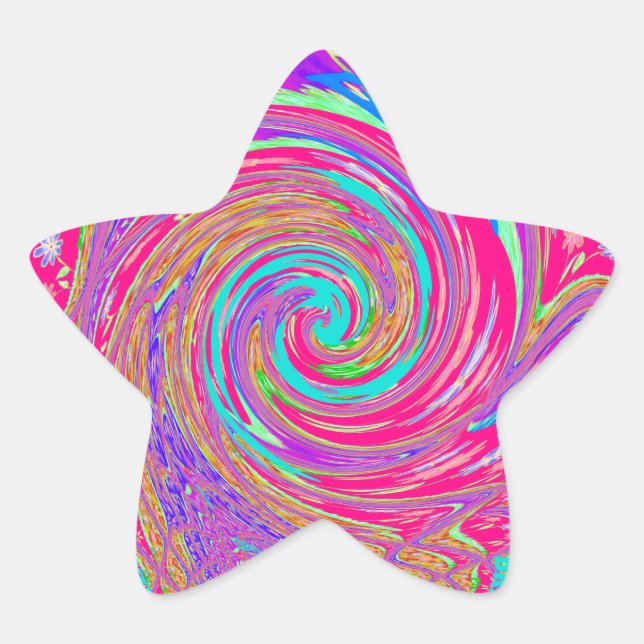 Sticker Étoile Mesmerizing Whirlpool Love Cyan Texte art Graphiqu (Devant)