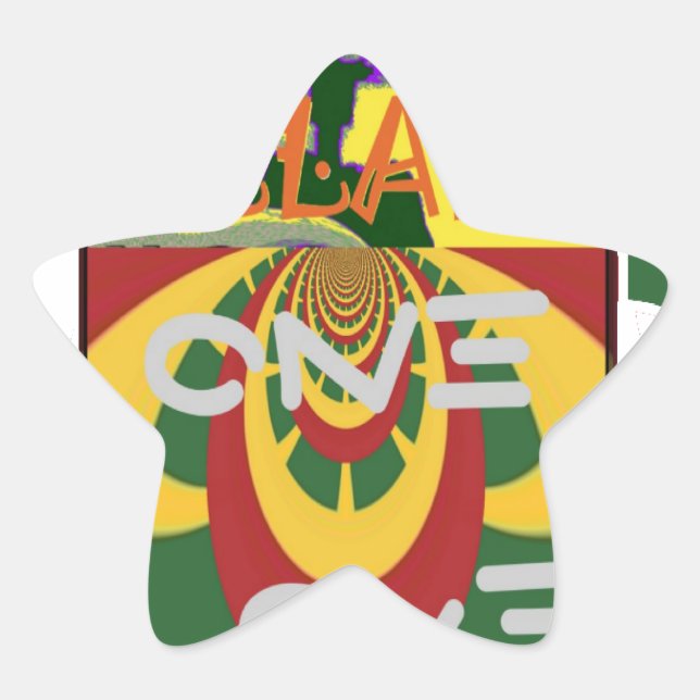 Sticker Étoile Message d'amour dans les couleurs de Rasta Imprime (Devant)