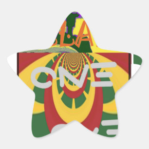 Sticker Étoile Message d'amour dans les couleurs de Rasta Imprime