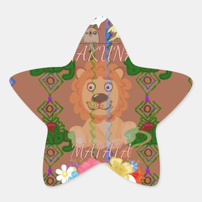 Sticker Étoile Mignonne Bébé Lion King : Hakuna Matata Design (Devant)