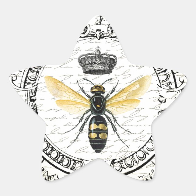 Sticker Étoile MODERNE Abeille de reine VINTAGE (Devant)