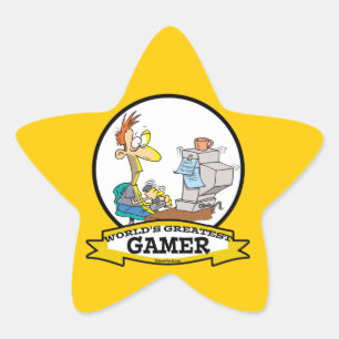 STICKER ÉTOILE MONDE LE PLUS GRAND PC GAMER ADO CARTOON
