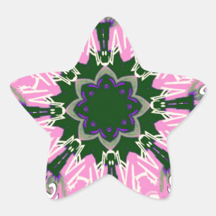 Sticker Étoile Monogramme de mode floral mignon noir et rose