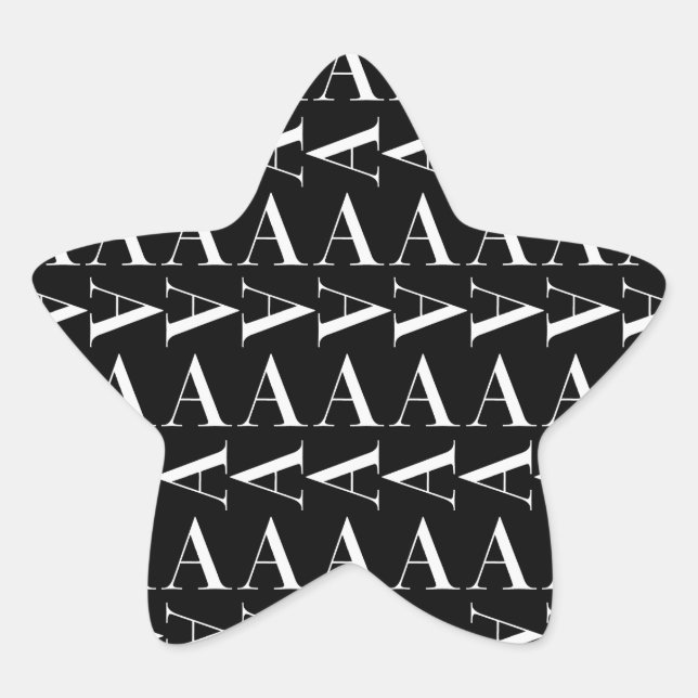 Sticker Étoile Monogramme Lettre initiale A, Choisir la couleur A (Devant)