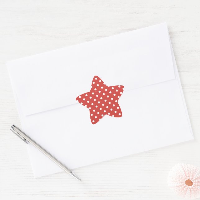 Sticker Étoile Motif à pois rouges et blancs (Enveloppe)