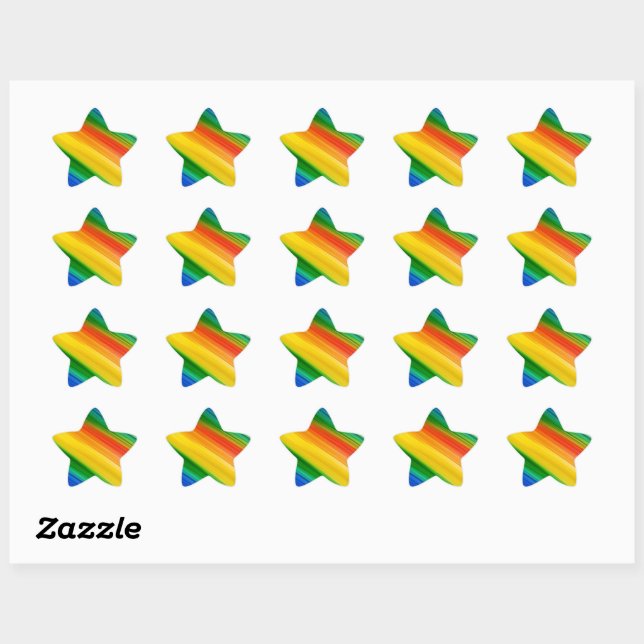 Sticker Étoile Motif arc-en-ciel coloré (Feuille)
