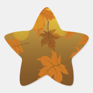 Sticker Étoile Motif d'automne avec feuilles d'érable en chute et