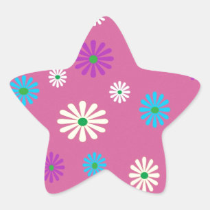 Sticker Étoile Motif de fleur de popart coloré