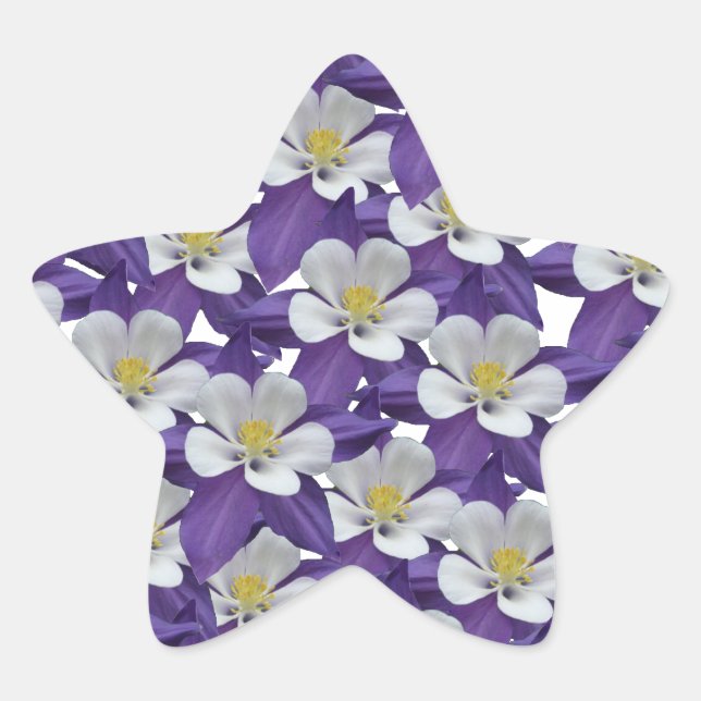 Sticker Étoile Motif de fleurs Columbine (Devant)