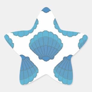 Sticker Étoile Motif de mosaïque Blue Seashell