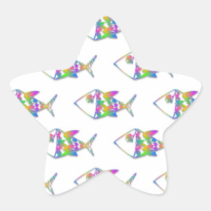 Sticker Étoile Motif de poisson Abstrait