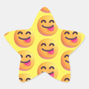 Sticker Étoile Motif d'emoji de visage savourant de la nourriture