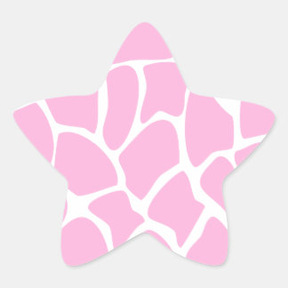 Sticker Étoile Motif d'impression de girafe en rose de bonbons.