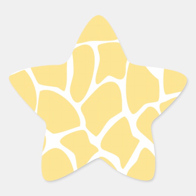 Sticker Étoile Motif d'impression Giraffe en Jaune. (Devant)