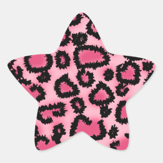 Sticker Étoile Motif Empreinte de léopard rose et noir.