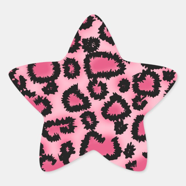 Sticker Étoile Motif Empreinte de léopard rose et noir. (Devant)