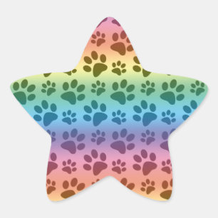 Sticker Étoile Motif empreinte de patte pour chien arc-en-ciel