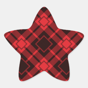 Sticker Étoile Motif en diamant rouge Tartan