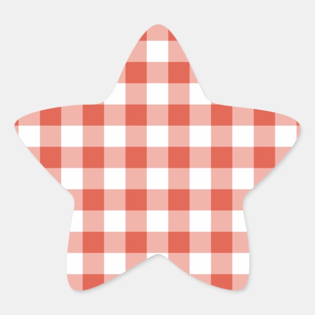 Sticker Étoile Motif En vichy orange et blanc (Devant)