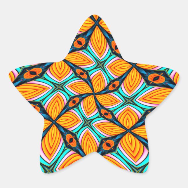 Sticker Étoile Motif Feuille Tropical Palm (Devant)