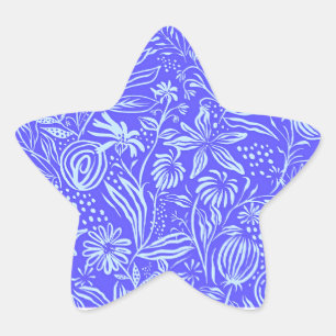 Sticker Étoile Motif floral bleu clair-lilas