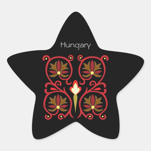Sticker Étoile Motif floral hongrois vintage (Devant)