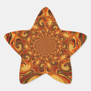 Sticker Étoile Motif tourbillonnant : Tons d'orange, Brown et ver