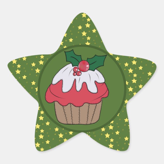 Sticker Étoile Mufin de Noël et étoiles (Devant)