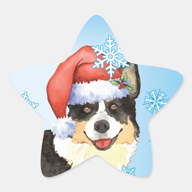 Sticker Étoile Noël Cardigan Welsh Corgi (Devant)