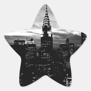 Sticker Étoile Noir et blanc New York City Midtown