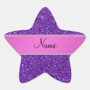 Sticker Étoile Nom personnalisé parties scintillant violet diaman