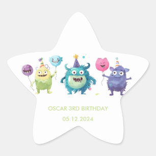 Sticker Étoile Notre petit monstre   Trois monstres colorés