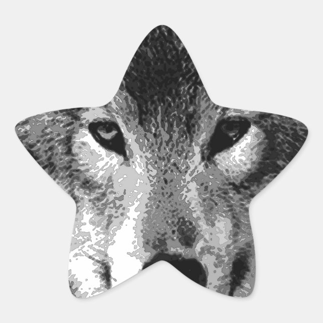 Sticker Étoile Oeil de loup noir et blanc (Devant)
