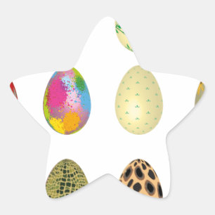 Sticker Étoile oeufs de pâques colorés