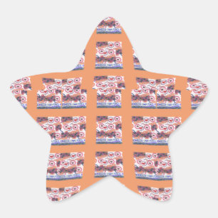 Sticker Étoile Œuvre d'art unique et élégante à motif de cœur pou