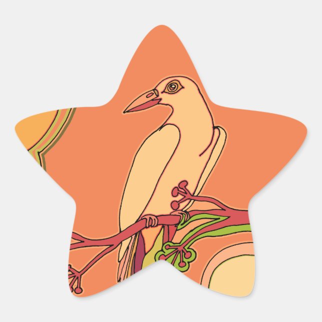 Sticker Étoile Oiseaux Fantaisistes (Devant)