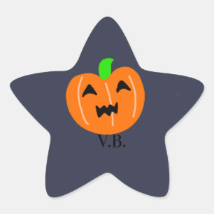 Sticker Étoile Orange citrouille yeux effrayants halloween ajoute