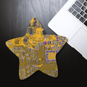 Sticker Étoile Ordinateur Geek Circuit Board Light Orange