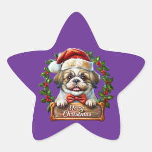 Sticker Étoile Ornement de Noël du chien mignon - Joyeux Noël