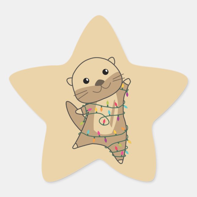 Sticker Étoile Otter Noël Neige Animaux d'hiver Otter Star Sti (Devant)